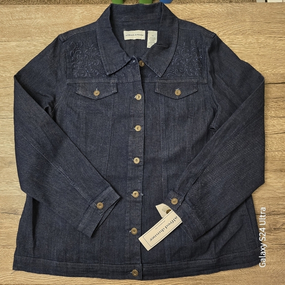 Alfred Dunner Denim Jacket With Beaded/Embroidered Detail Size 16 Blue New - Picture 1 of 10
